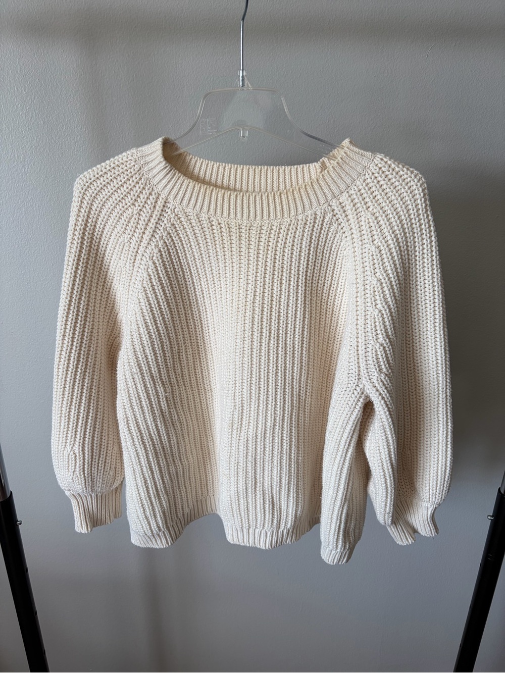 aerie Ivory Chunky Rib Crewneck Sweater
